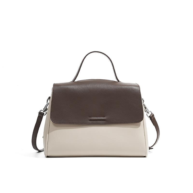 New leather work shoulder handbag women, large-capacity high-end sense casual commuting versatile messenger bag