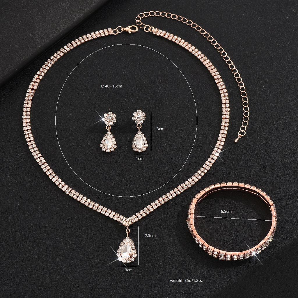 2026 Ladies Jewelry Necklace Dinner Banquet Jewelry Three-piece Jewelry Wedding Women's Necklace Earrings Bracelet Set