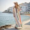 European and American new bohemian women's clothing seaside vacation printing loose kaftan robe dress