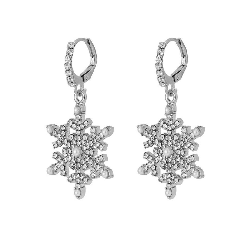 New Year Party Luxury Snowflake Earrings Crystal Design Christmas Earrings Sparking Xmas Earrings Jewelry Accessories