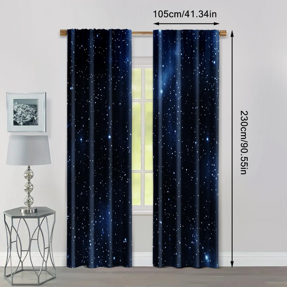 2pcs, Curtains Roller Blinds 2D print Starry Night Sky Machine Washable (without rod) Decorations For Home for Bedroom, Living