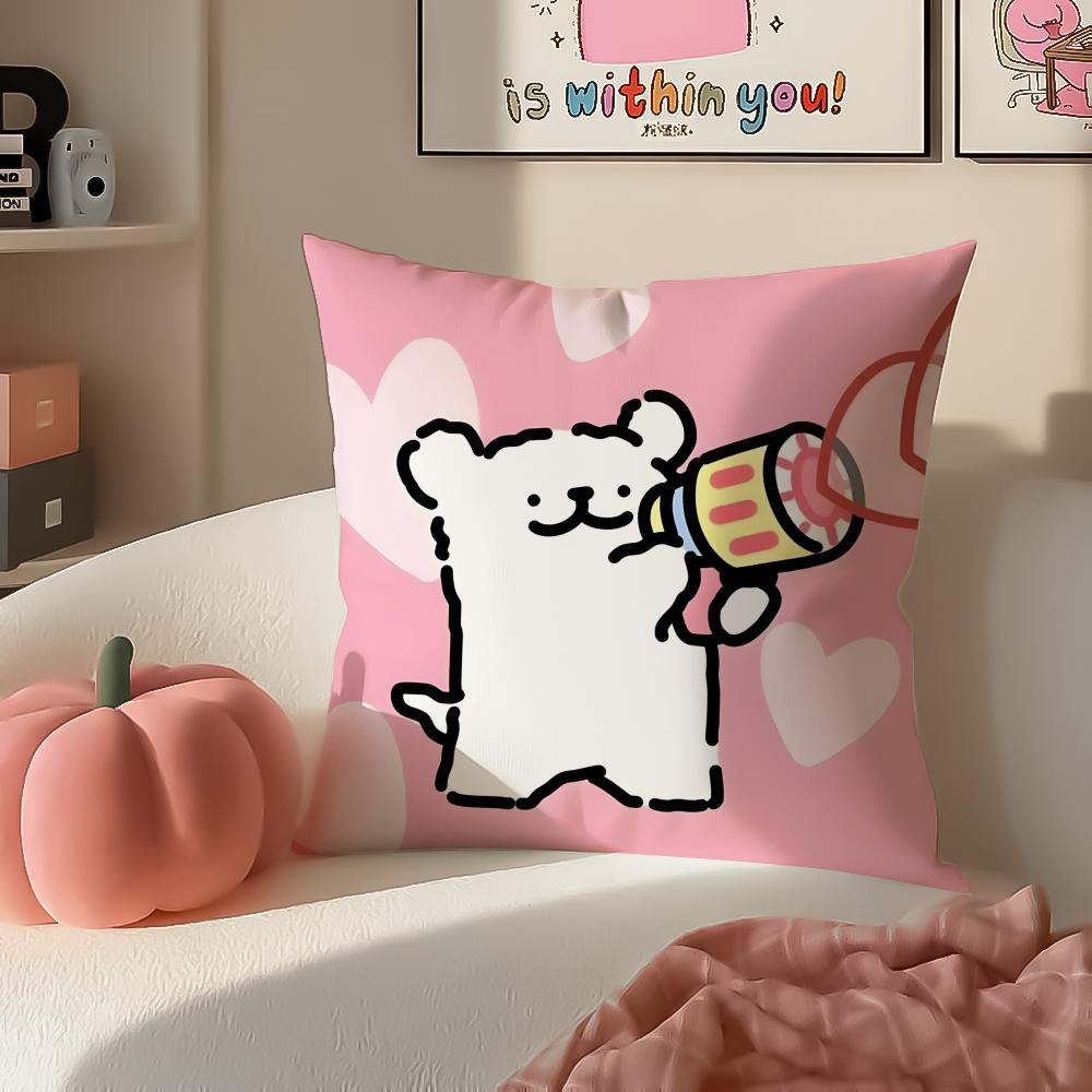 Cute Tiny Korean Character MMaltese Cushion Cover Pillowcase Short Plush Invisible Zipper Room Sofa Cushion Cover