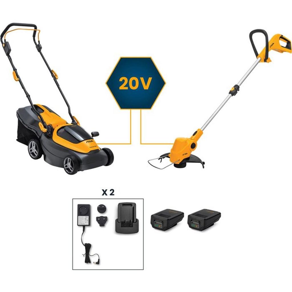 Pack tondeuse a batterie 20V 34cm de coupe + coupe-bordure a batterie 20V - STIGA - Collector 136e + GT100eSTIGA