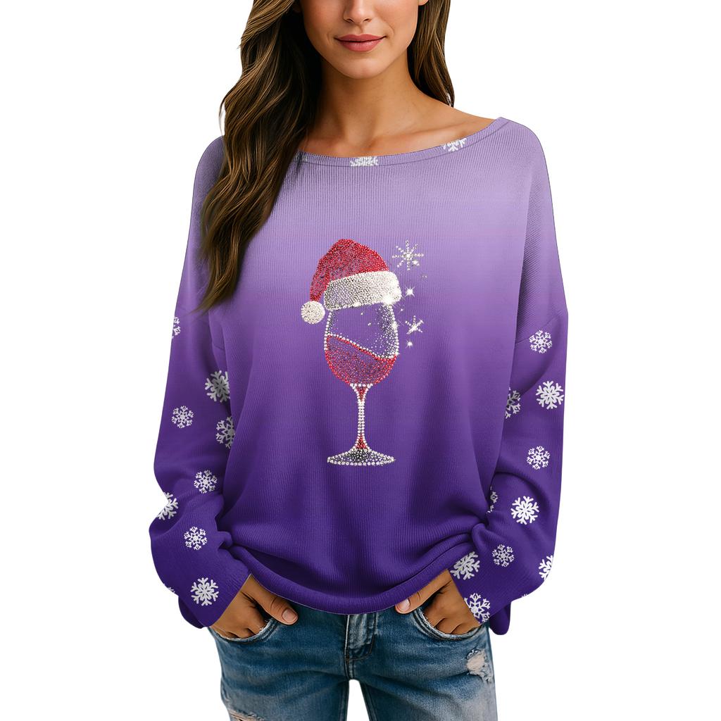 Womens Fall Sweaters Long Sleeve Print Tops Pullover Sweaters Loose Dressy Casual Basic Clothes