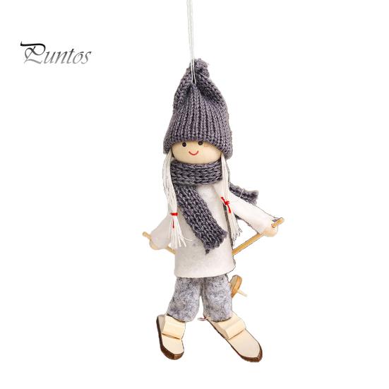 Păpușă de schi de Crăciun Pălărie tricotată manual Haine reutilizabilă Pom de Crăciun Agățat Gnome Decoration Ornament Pandantiv Petrecere Sărbători Festival Cadou
