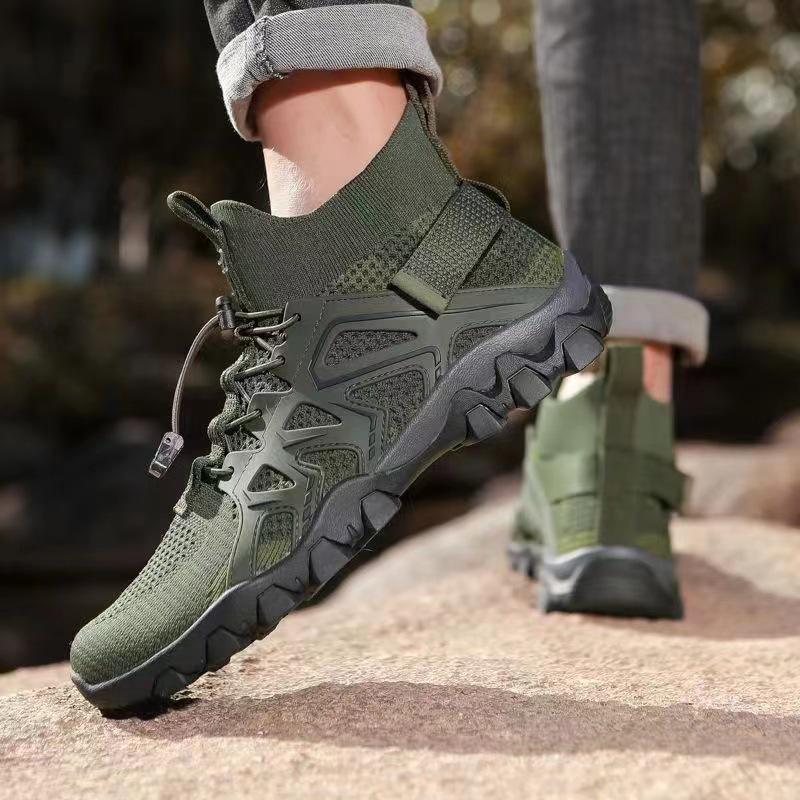 Men's Quick-Dry Lightweight High-Top Hiking Shoes, Breathable Mesh, Non-Slip Water Shoes