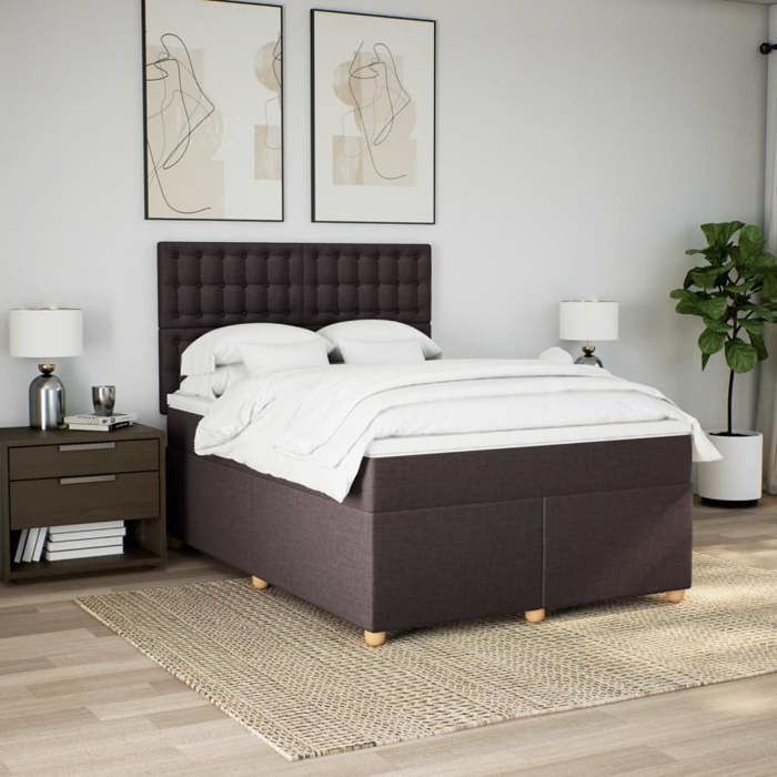 Exclusive House - Slatted Bed Base with Mattress Dark Brown 140x200 Cm