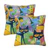 Pete The Cat 2 Pcs Square Pillowcase Pillow Cover Cushion Zip Decorative Comfort Throw Pillow For Home Living Room