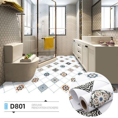 Self Adhesive Floor Tile Sticker Waterproof Non-Slip Removable PVC Bathroom Kitchen Living Room Decor Peel and Stick Floor Film