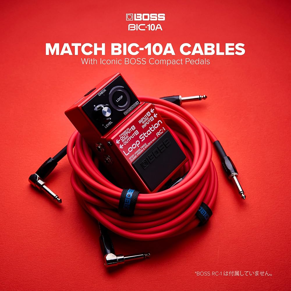 BOSS Boss BIC-10A-RD Guitar Cable Red 3m L Type - Straight Type Oxygen-free Braided Cable