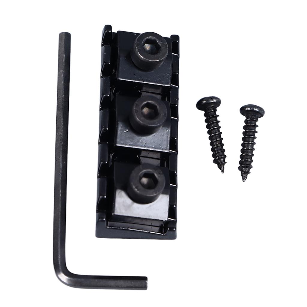 Electric Guitar Nut 42mm Length Metal Guitar String Locking Nut with Screws and Wrench