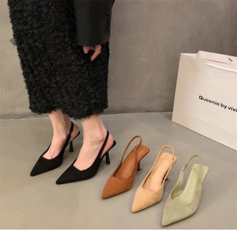 2024 Spring Fashion: Women's Pointed Toe Mid-Heel Backless Stiletto Sandals
