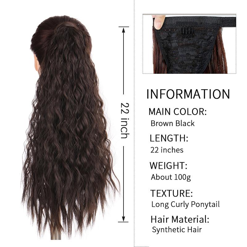 

LUPU 24-дюймовый длинный волнистый хвостик, искусственные волосы, синтетические наращивания, термостойкие волосы на липучке, обертка вокруг пони, шиньон для женщин 60CM