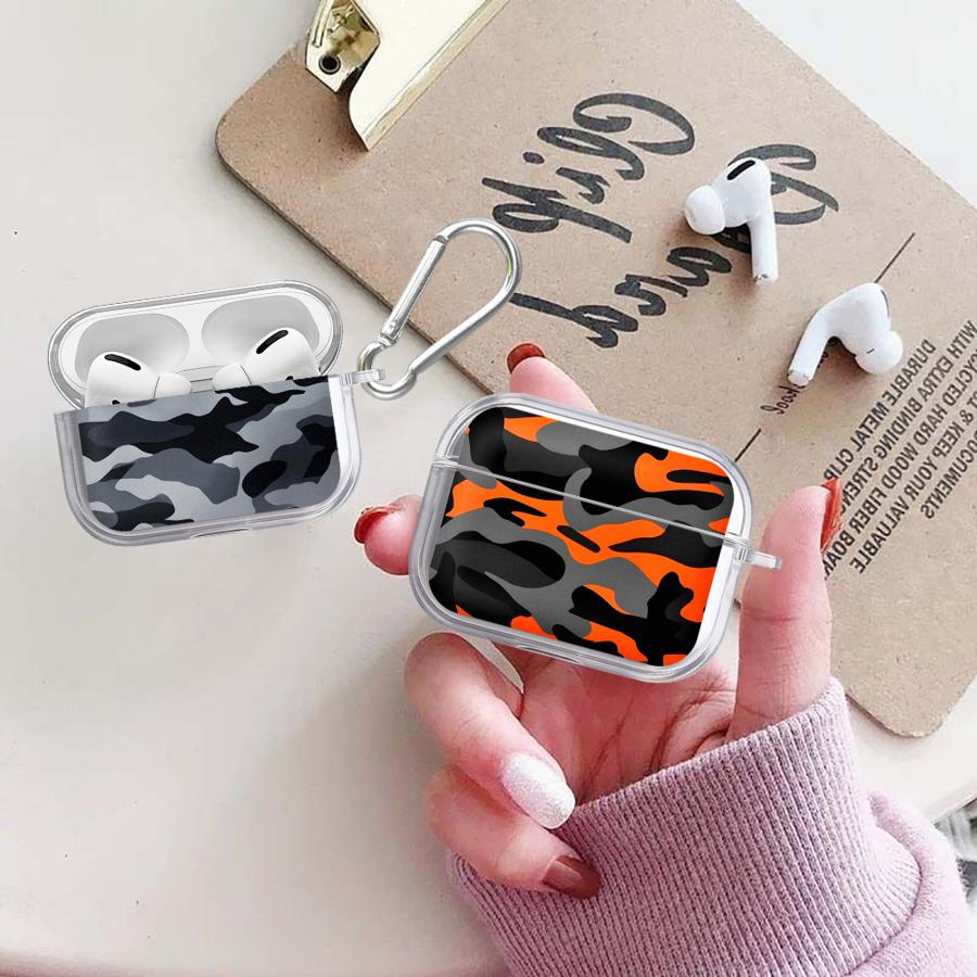 Camouflage Design Clear Earphone Cases Cover Case For Airpods Pro2 Pro3 3 4 2 1 Pro