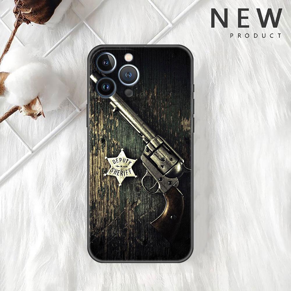 AK47 Handgun Gun Bullets Funda Case para Apple iPhone 14 11 13 12 Pro 7 XR X XS Max 8 Plus 6 6S 14Pro Preto Soft Phone Shell