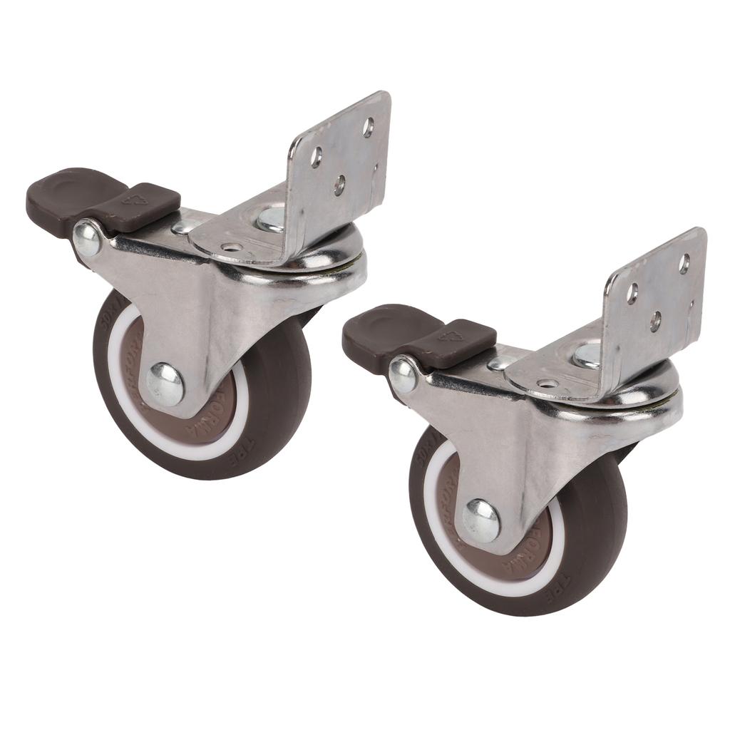 2 Stück L-Winkel-Rolle mit Bremse Langlebiges TPE-Gummi Metall 360 Grad drehbar Flexibel Geräuscharm Lenkrolle mit Drehplatte