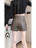 2023 Women's High Waist Slimming PU Leather Hot Pants - Sexy Black Petite Leggings