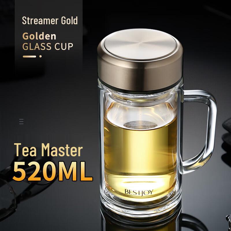 Fuguang Mingya Double-Layer Glass Tea Cup with Handle and Infuser