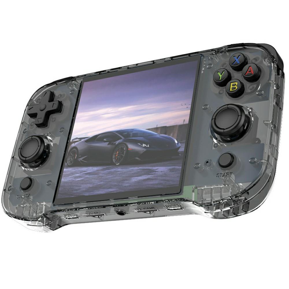 

R46S Игровая консоль с открытым исходным кодом, 4-дюймовым HD-экраном, портативная, система Linux, встроенные 15000+ игр, карта памяти 128 ГБ Black