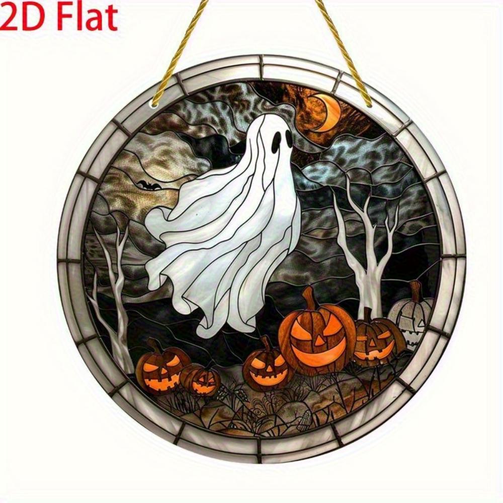 2D flat Halloween decoration - acrylic pendants (ghosts, jack-o-lanterns, full moon) - scary windows, door party decoration, holiday home decoration
