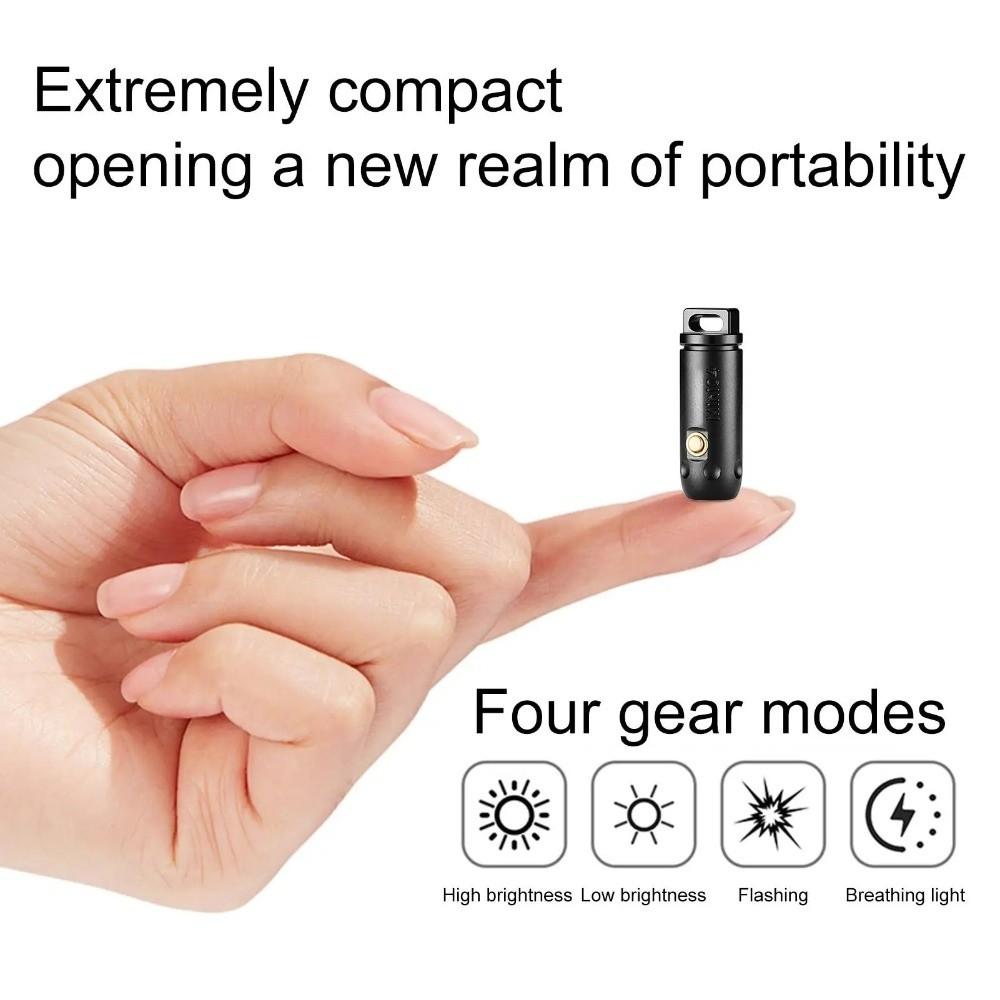 4-Mode Bright Mini Flashlight Keychain Aluminum Waterproof Bright Flashlight Camping Lantern Running Cycling Camping Hiking