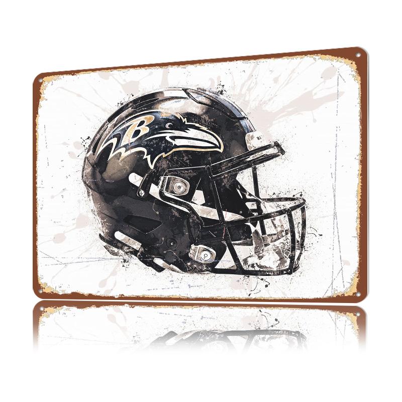 Baltimore Ravens Helmet D Printed Texture Poster Personalized Wall Art Retro Metal Tin Signs for Office Decor Room House Home