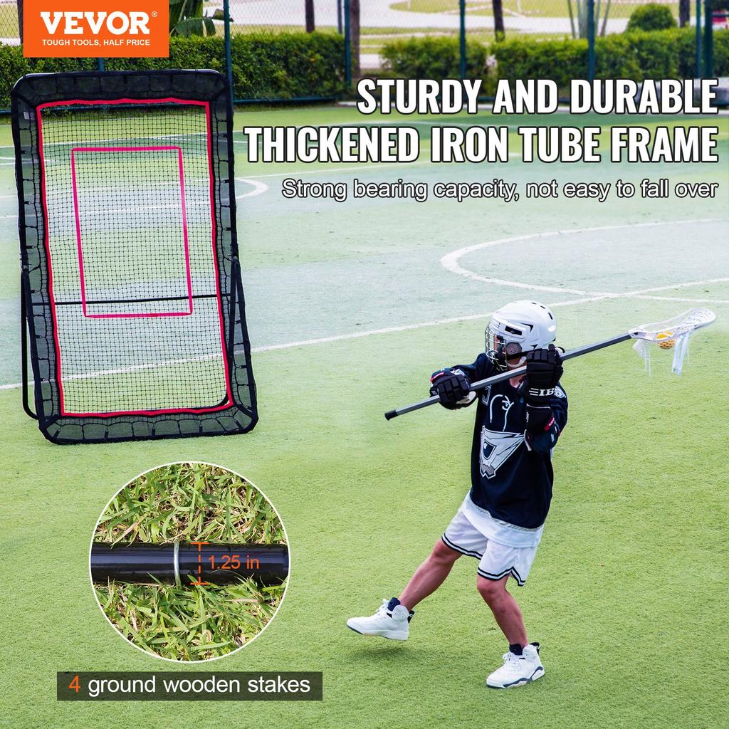 VEVOR Lacrosse Rebounder for Backyard, 1219.2 X 2133.6 Mm Volleyball Bounce Back Net, Pitchback Throwback Baseball Softball Return Training Screen