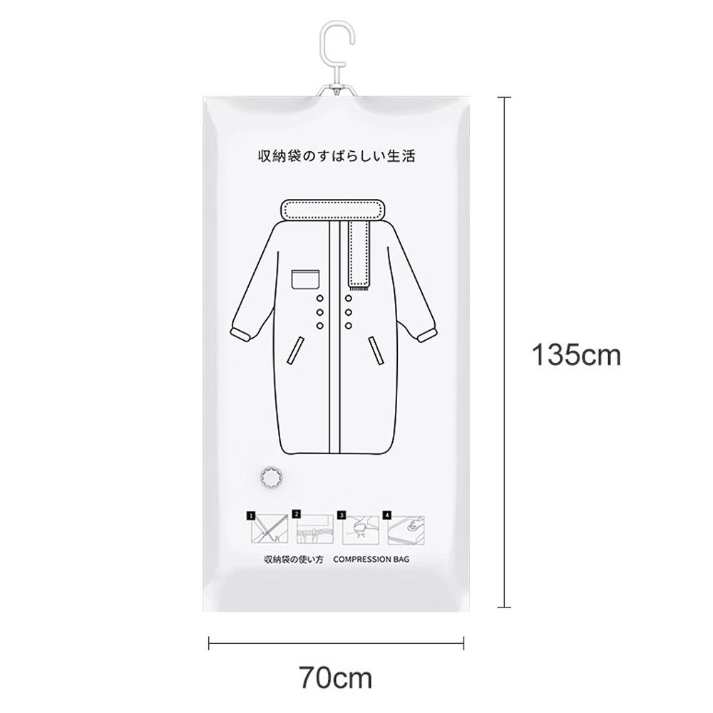 1pc Closet Hanging Organizer Vacuum Bag For Clothes Storage Bag With Hanger Space Saving Clear Seal Bags Wardrobe Compressed Bag