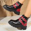 Fashion Women's Mid Heels Boot Round Toe Platform Shoes 2025 New Autumn Winter Fashion Belt Buckle Boots Short Boots for Women Handmade