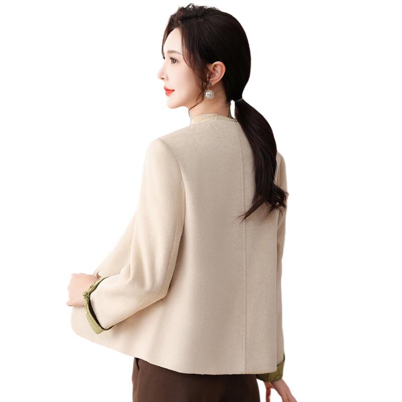 New Chinese Style Pleated Autumn Jacket for Middle-Aged Women