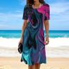 Sommer Damen 3D-Druck Kurzarmkleid Mode Vielseitig Trend Atmungsaktiv Lässig