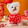 Festive Chinese Paper-Cut Print Hoodie Small Dogs Winter Pet
