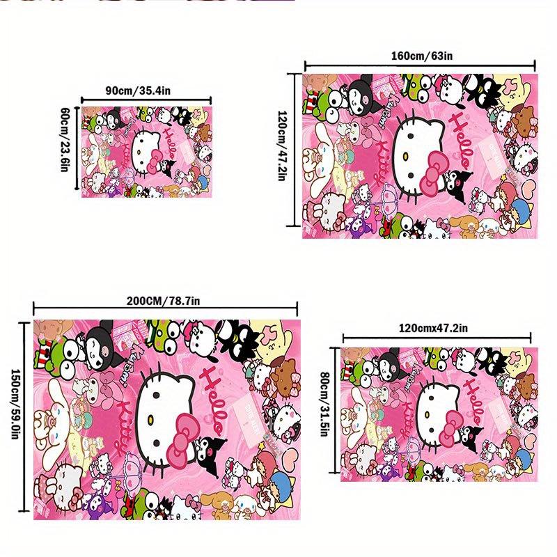 1pc Sanrio Hello Kitty Mermaid Printed Office Carpet Rectangle Rug Under The Table,Perfect Room Decor for Living Room, Bedroom, Kitchen, Non-slip Floo