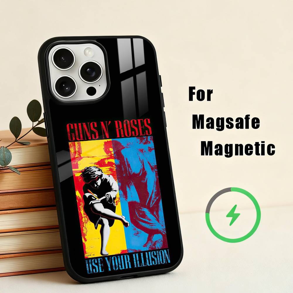 Band G-Guns-S N R-Roses  Phone Case For iPhone17,16,15,14,13,12,11 Plus,For Magnetic Wireless Charge Cover