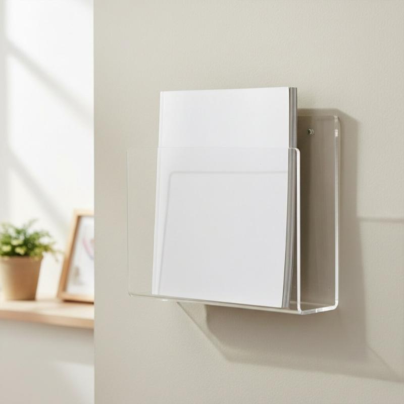 Clear Acrylic Magazine Wall Holder Space Saving Organizers for Books and Documents