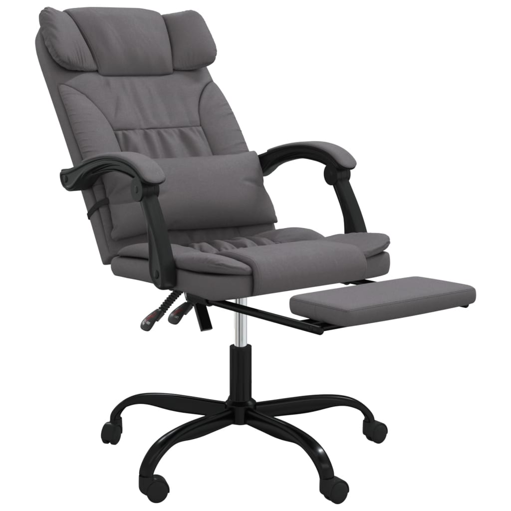 Office Chair with Reclining Function Gray Artificial Leather