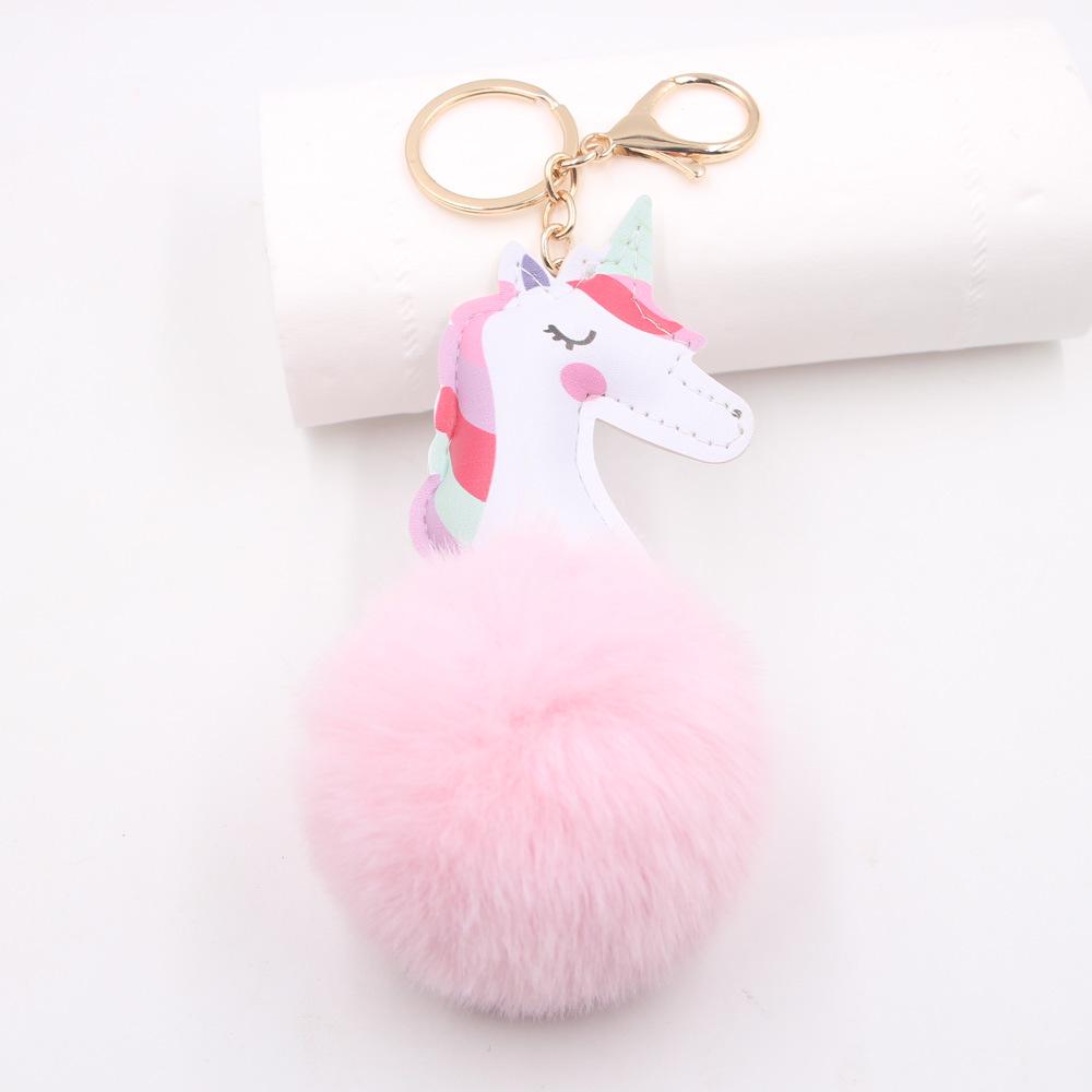 

Шарм-подвеска в виде помпона-единорога: Брелок, Подвеска для рюкзака, Аксессуар для школьного ранца, Подарок. Gold Keychain светло-розовый
