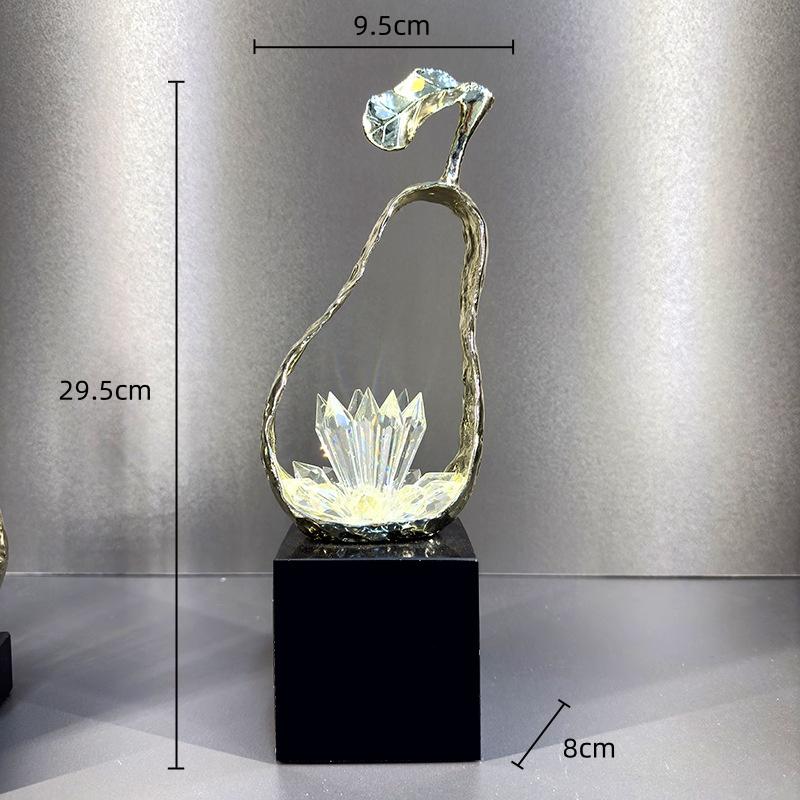 Зелене Кришталеве Яблуко Сіднейська Груша Імітація Фруктової Скульптури Ручна Робота Кришталеві Прикраси Металева Фігурка Аксесуари для Домашнього Декору