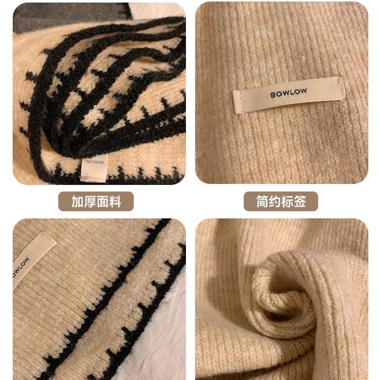 New high-end knitted scarf women's winter new Korean atmosphere versatile thickened warm scarf