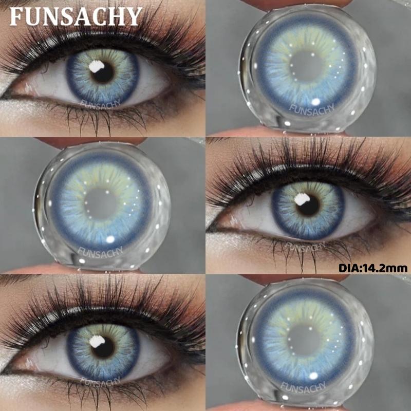 FUNSACHY 1 Pair Colored Contact Lenses Natural Big Black Eyes Blue Green Soft Contact Lenses for Women Brown Gray Contact Lenses