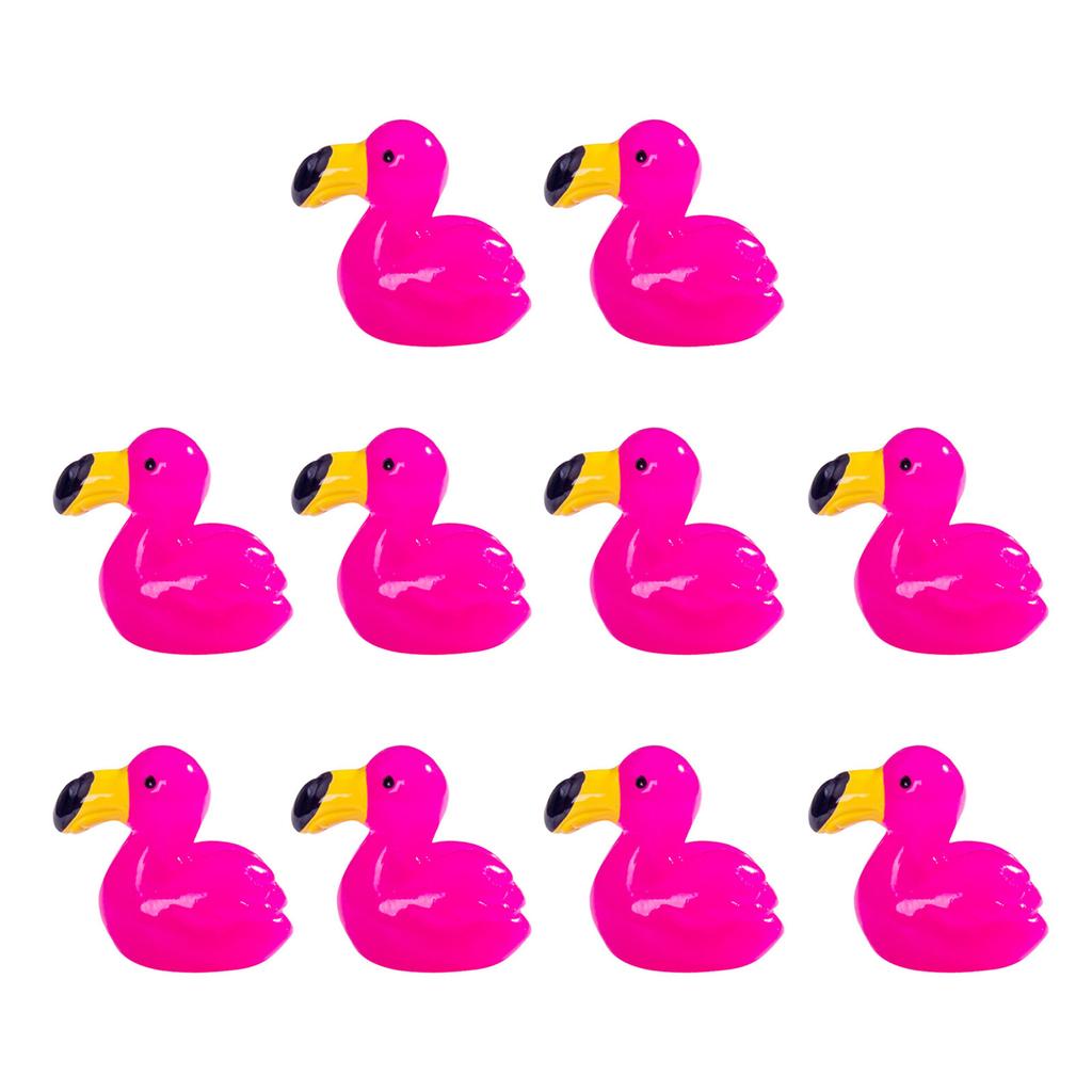 Miniature Flamingo Duck Ornaments 10Pieces Colorful Resins Ducks Figures for Garden Landscape and Aquarium Decoration