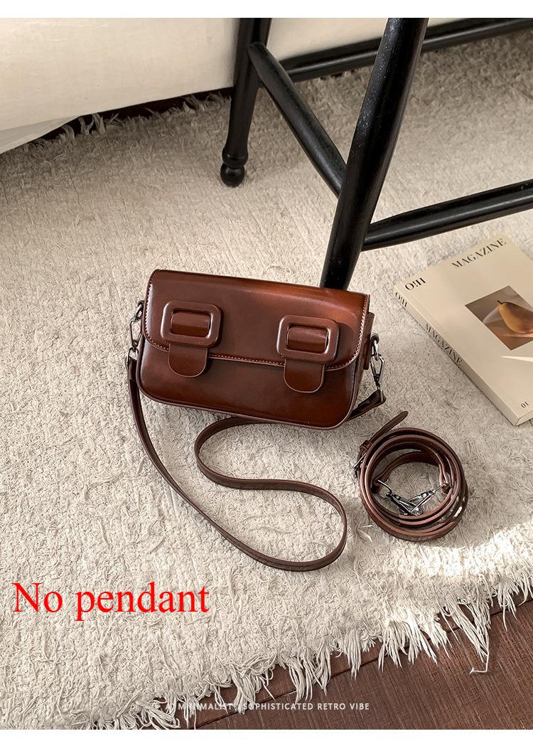 

Retro Trendy Pu Square Shoulder Bags for Women Versatile Solid Color Ladies Messenger Saddle Bag Textured Female Phone Handbag