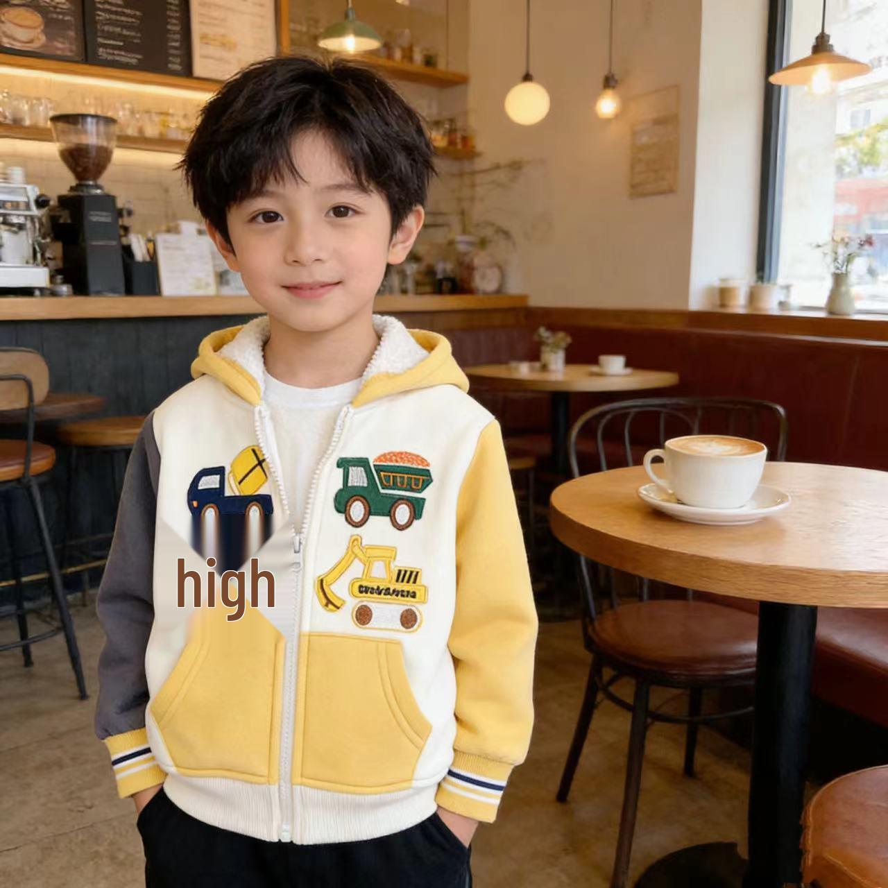 Unisex Kids  Fleece-Lined Hooded Jacket – Thick & Warm for Winter, Outdoor-Ready 100cm