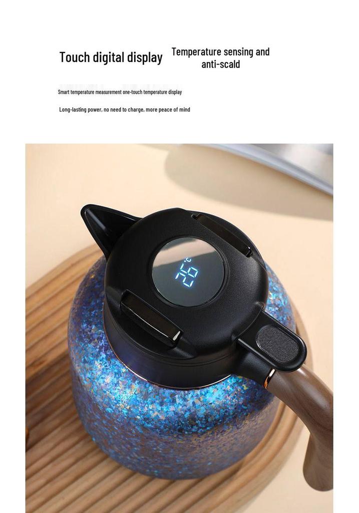Huaxiang Smart Titanium Tea Pot with Temperature Display - Large Capacity, Insulated for Stewing and Brewing Tea.