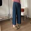 2025 Spring Women's Plus Size High Waist Straight Leg Jeans - Casual, Slimming, Versatile, Eight-Point Wide Leg Pants