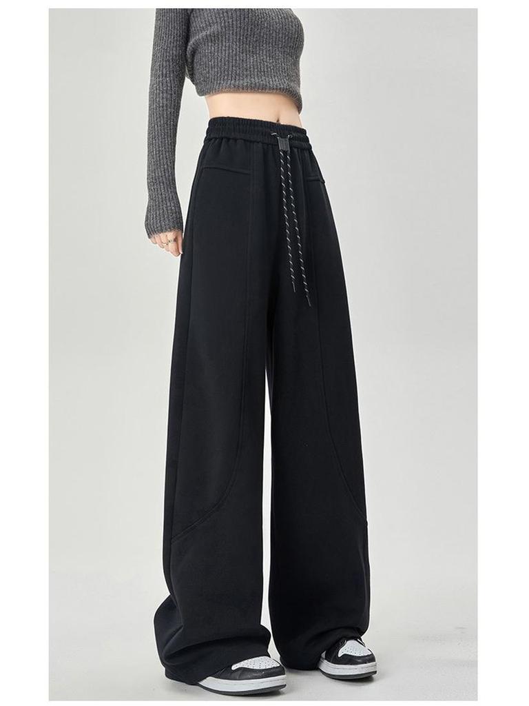 2026 American-Style Wide Leg Drawstring Sports Pants: Casual, Loose-Fit, Lazy Style