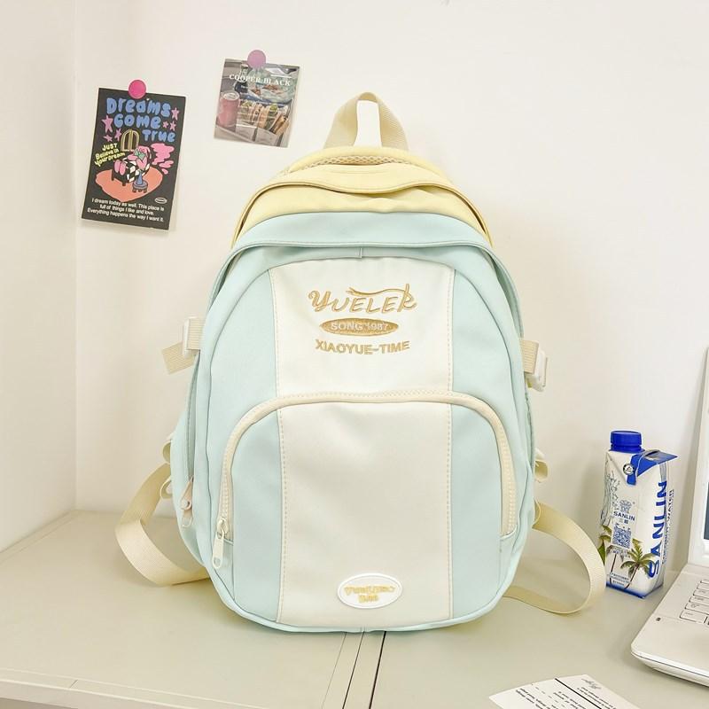 High value, fresh and sweet, contrasting color splicing backpack, lightweight travel backpack for junior high school students