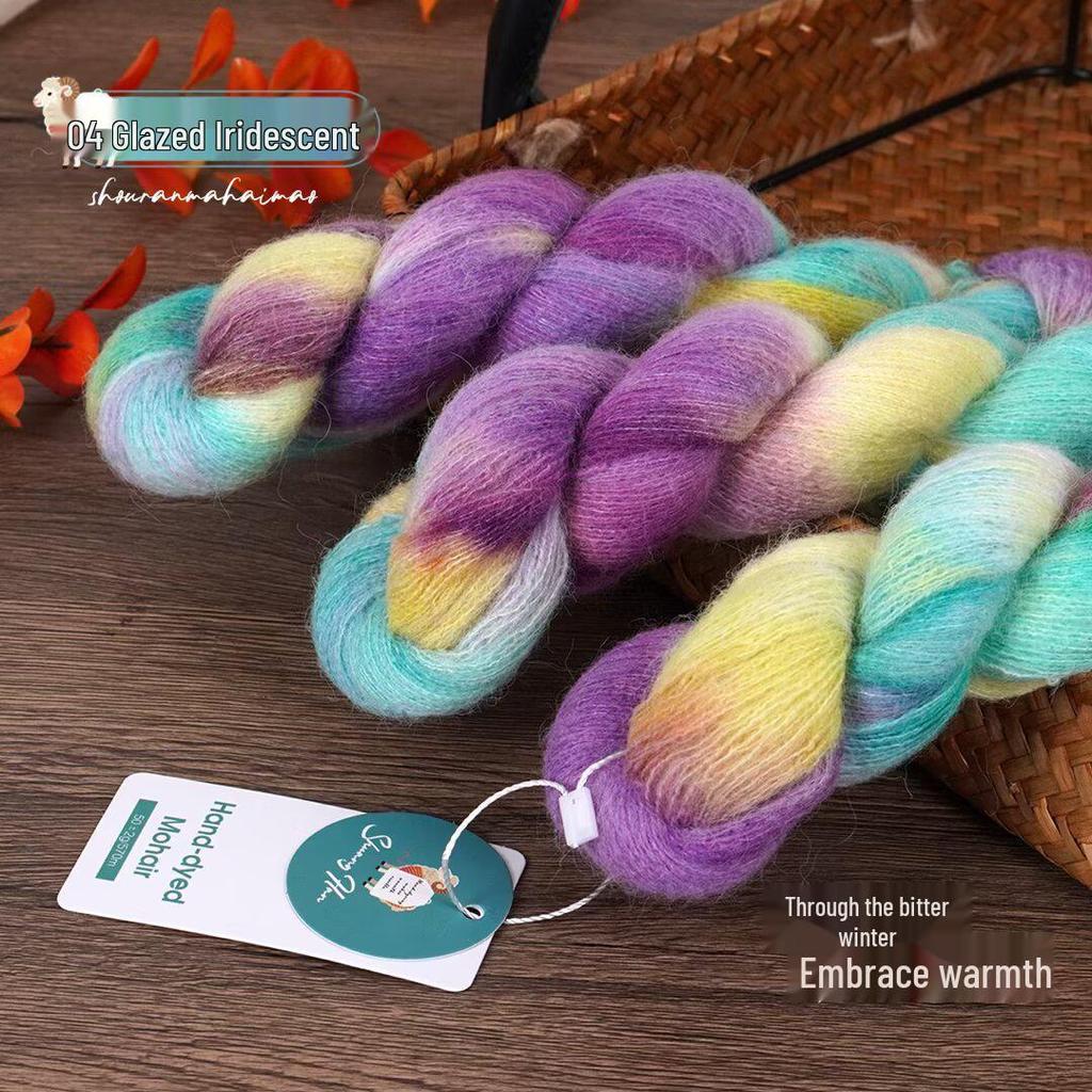 Hand-Dyed Gradient Mohair Silk Yarn for DIY Knitting and Fine Spinning