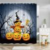 Halloween Pumpkin Bathroom Curtains Cartoon Cute Funny Magic Hat Ghost Broom Bathroom Curtains Party Decor Shower Curtain Fabric