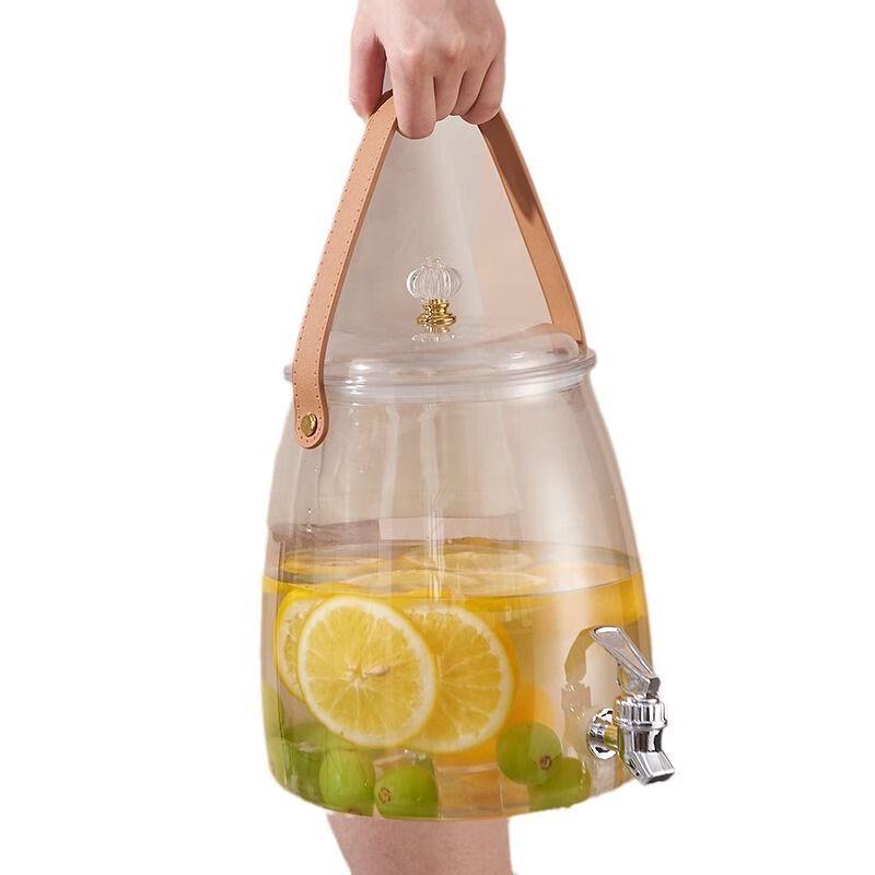 Glass Fruit Tea Beverage Dispenser with Faucet